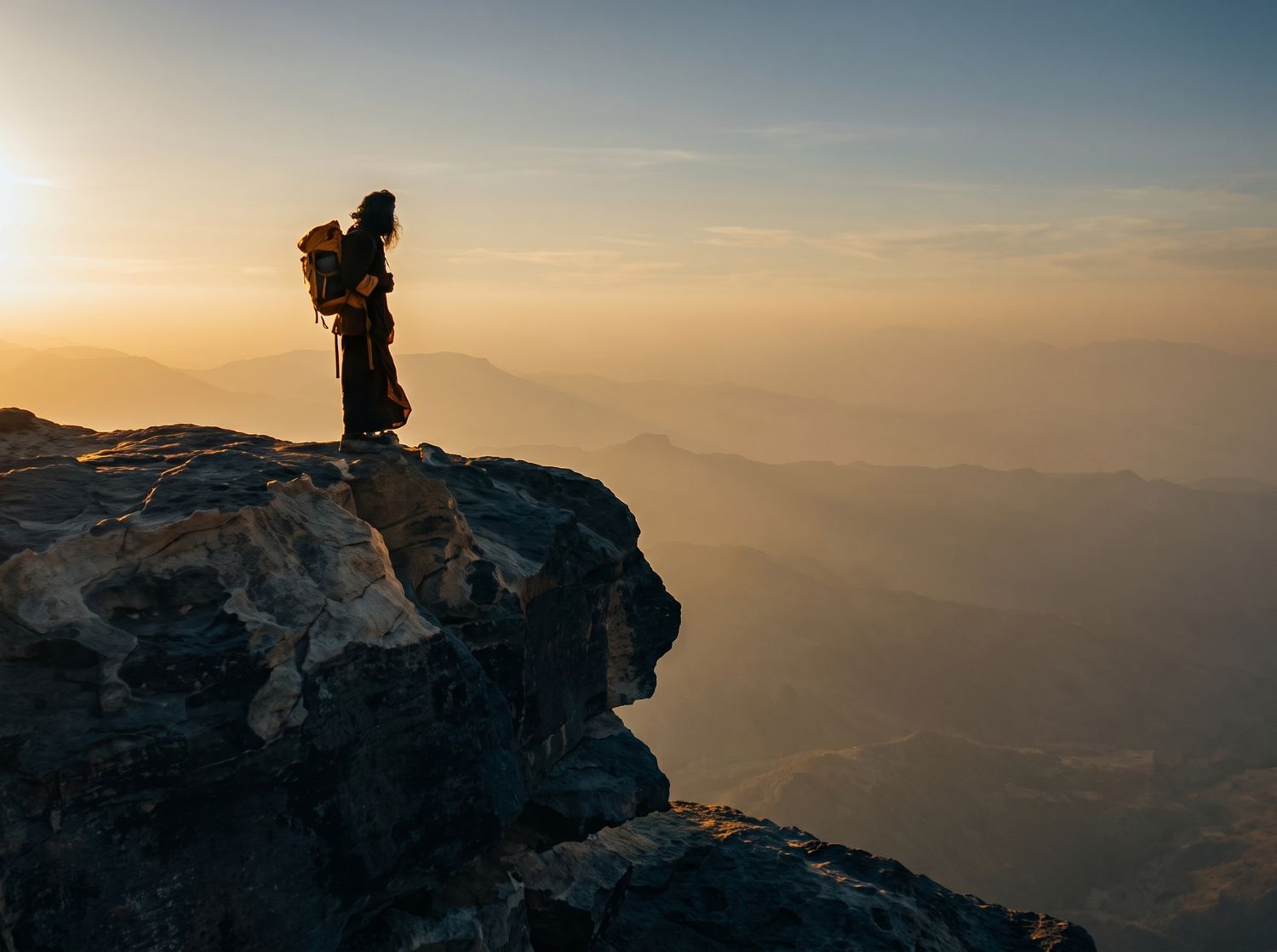 Person standing on a mountain edge