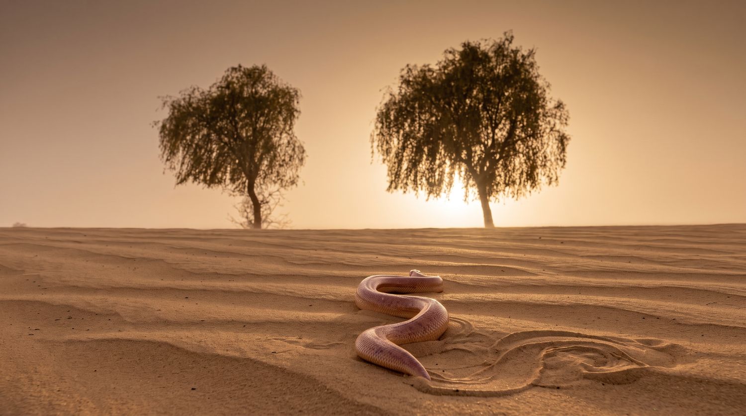 A desert snake in the sand